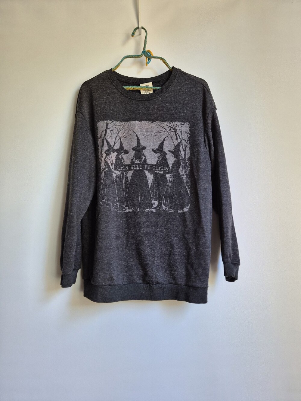 Comfort Colors Whimsigoth Witch Sweatshirt Size Small Gray Girls Will Be Girls